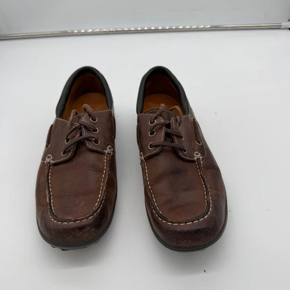 Cole Haan Mens Brown Leather Boat Shoes C07139 Moc Toe Loafers Size 9M